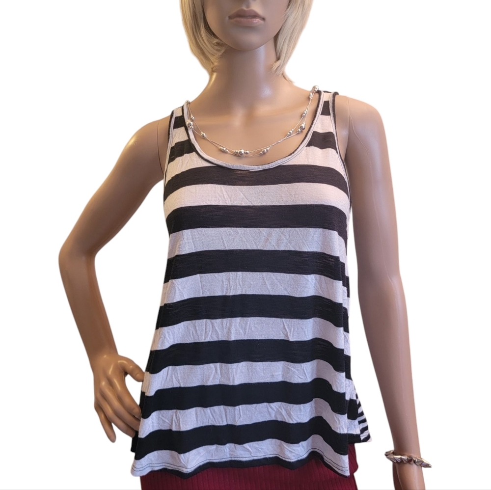 LE LIS Lelis Striped Tank Top XS Small Womens Hi Low Open Back